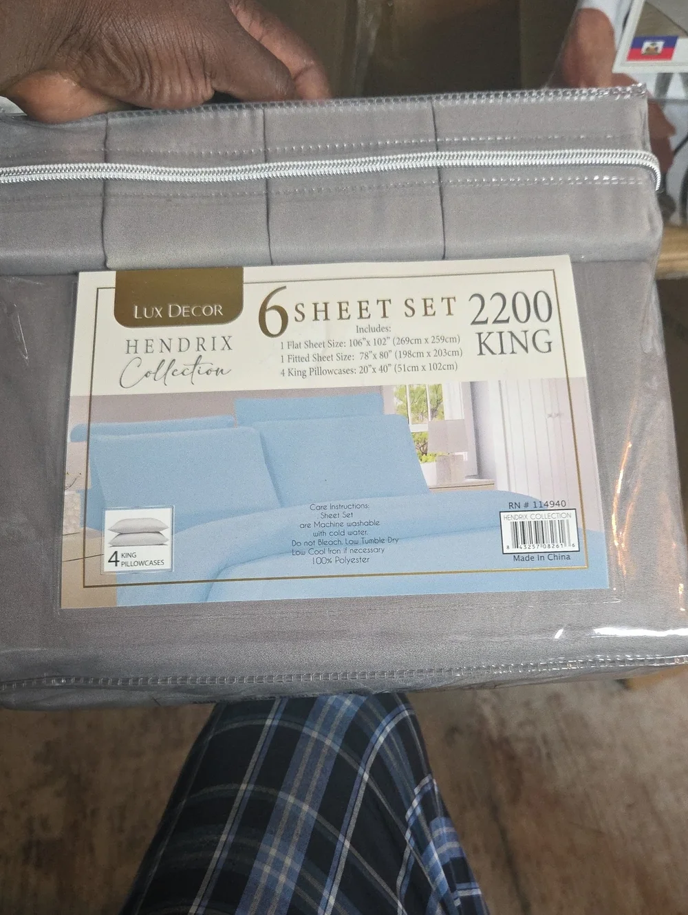 Lux Decor Hendrix Collection 6-Piece King Sheet Set - Gray
